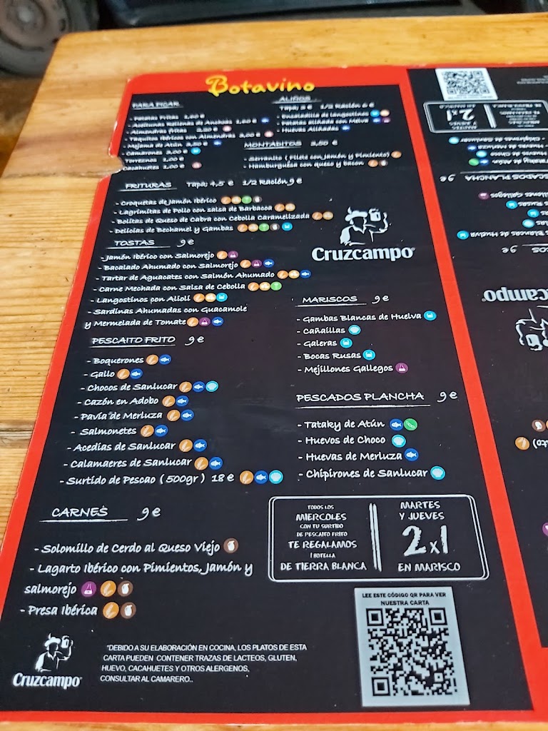 Cerveceria Botavino — Carta