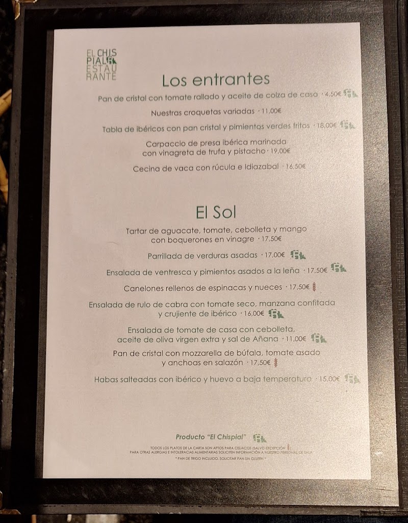 El Chispial — Carta