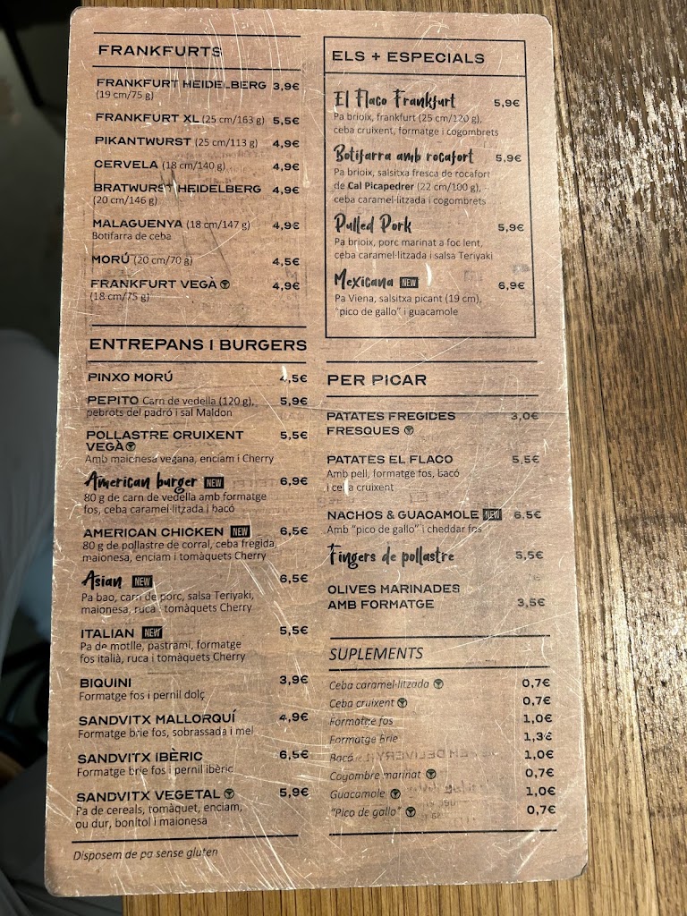 Restaurante El Flaco — Carta