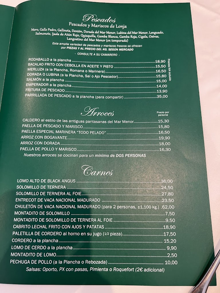 Restaurante Ramon — Carta
