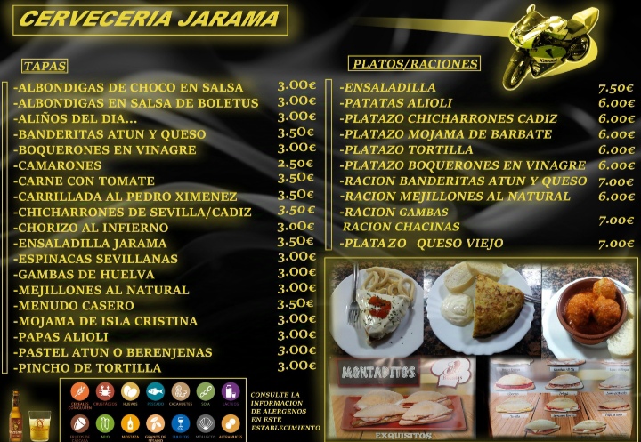 Cerveceria Jarama Tapas y Pinchos — Carta