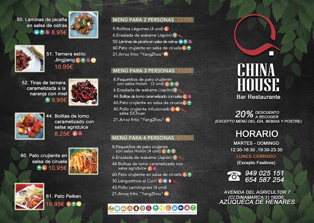 RESTAURANTE CHINA HOUSE — Carta