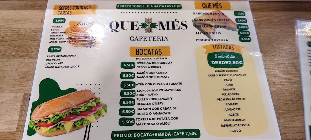 Que Mes Cafeteria Burjassot — Carta