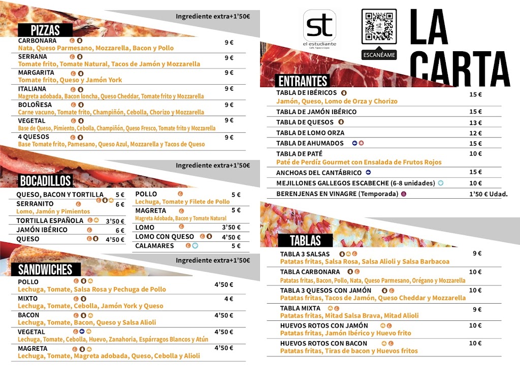 Bar El Estudiante — Carta