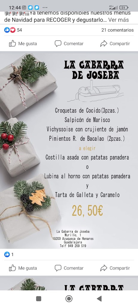 Restaurante la Gabarra De Joseba Azuqueca — Carta