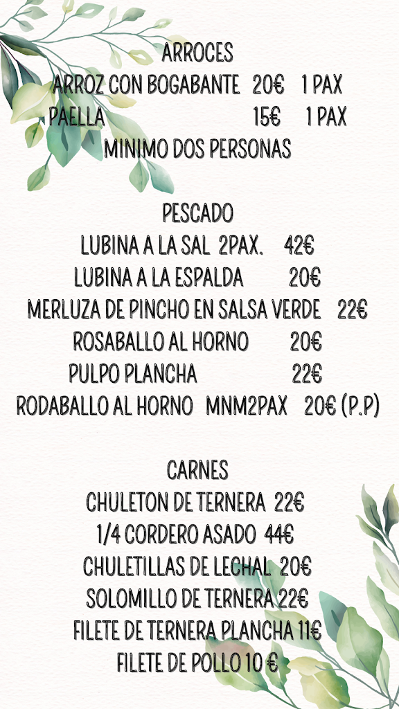 Restaurante Humanes — Carta