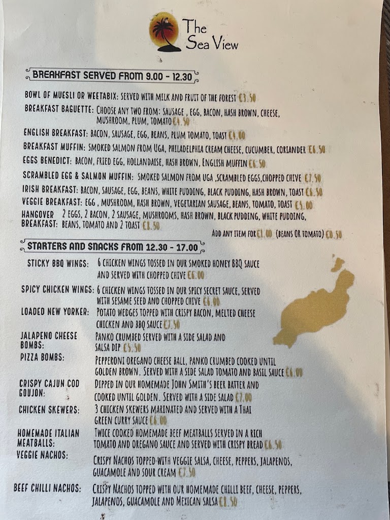 Bar The Sea View — Carta