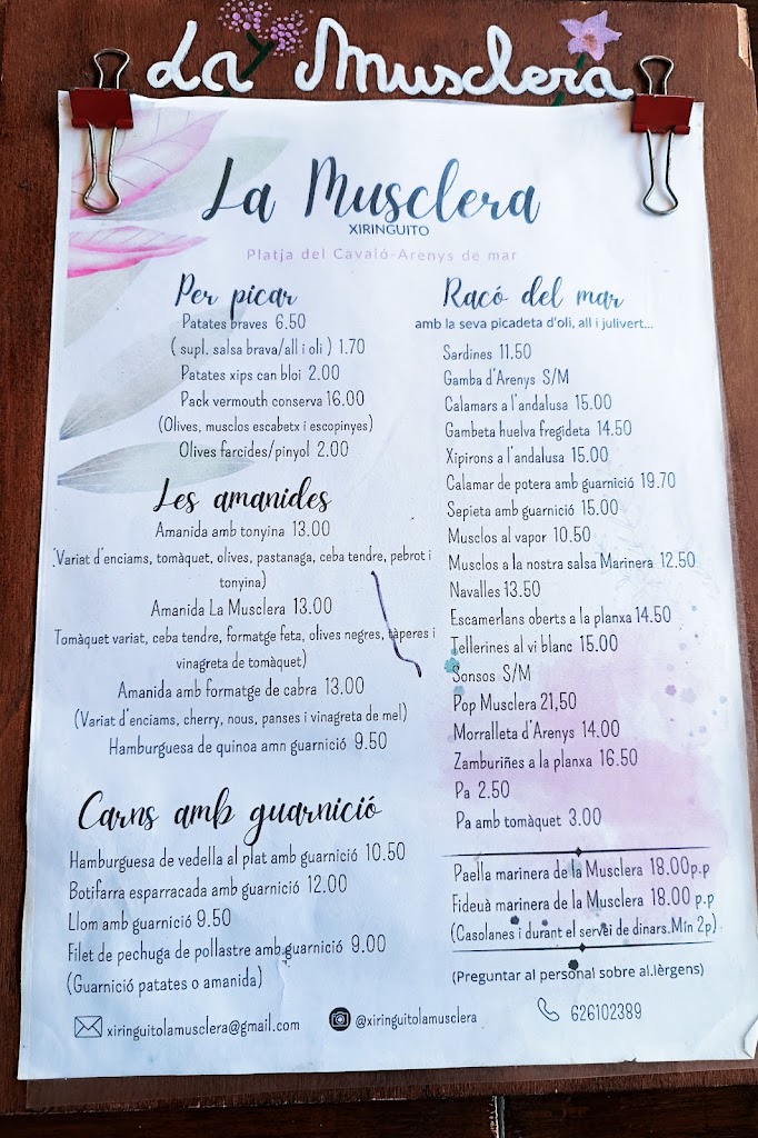Xiringuito La Musclera — Carta