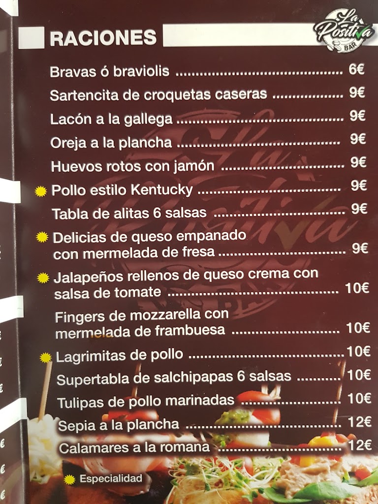 LA POSITIVA BAR — Carta