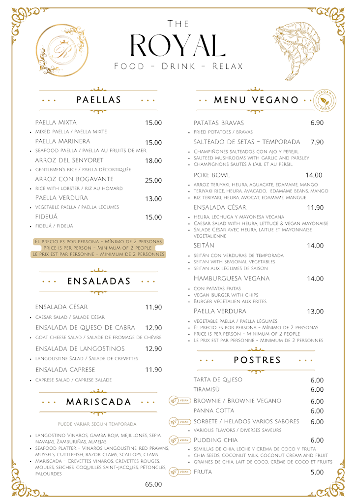 The Royal Bar — Carta
