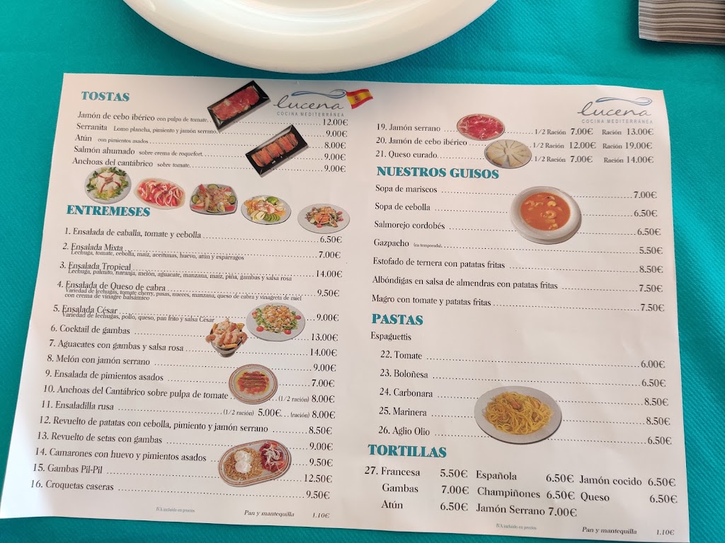 Restaurante Lucena I — Carta