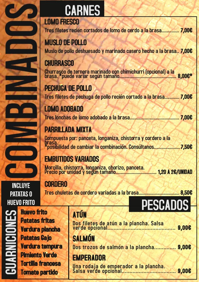 Bar Asador Julio — Carta