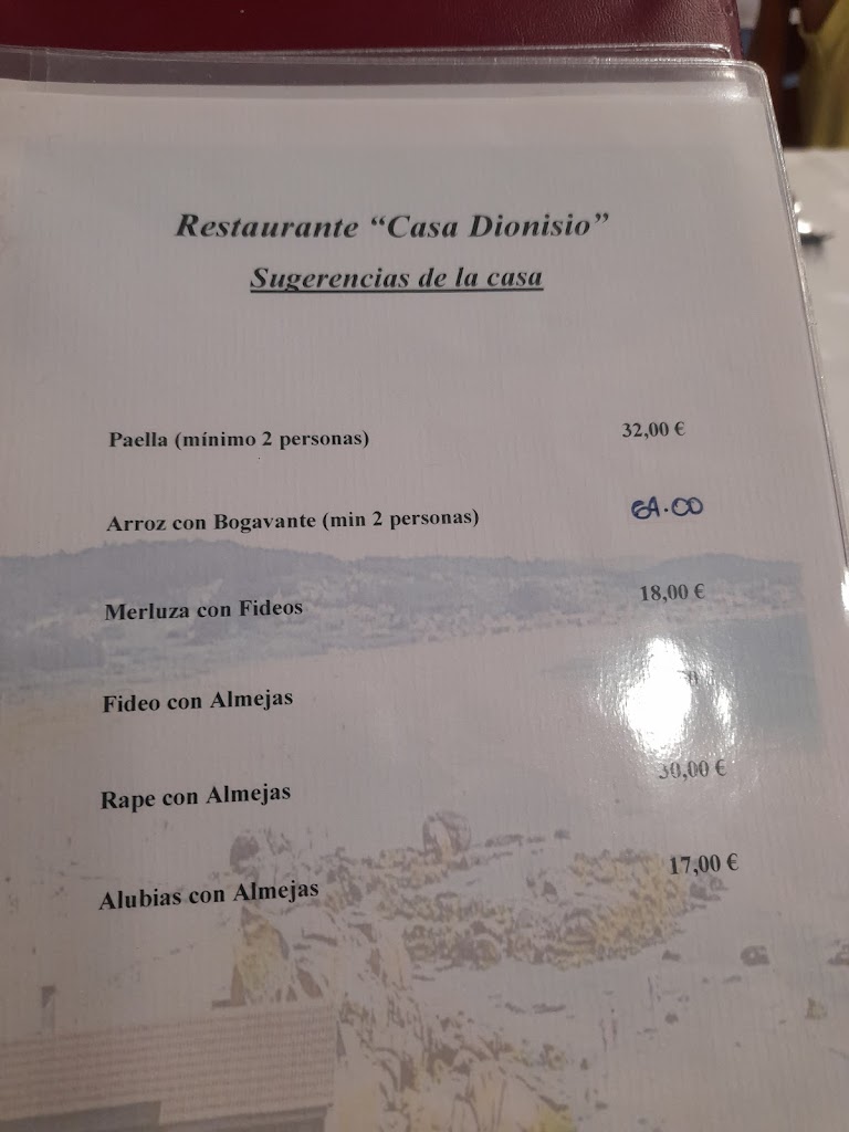 Restaurante Casa Dionisio — Carta