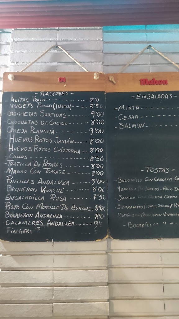 Cafe Bar Moraleja — Carta