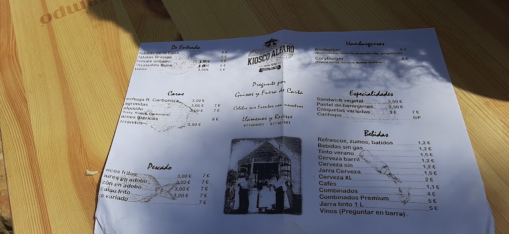 Kiosco Alfaro — Carta