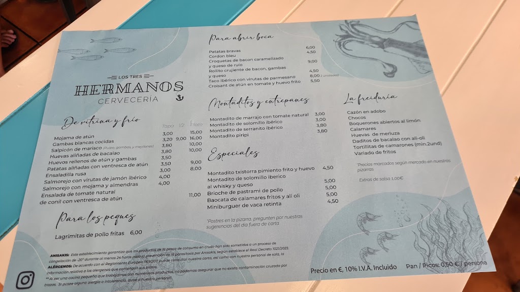 Cerveceria los 3 Hermanos — Carta