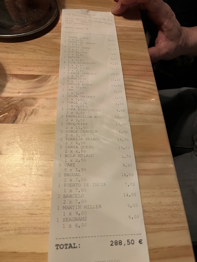 La Psicologa Terapia de Bar — Carta