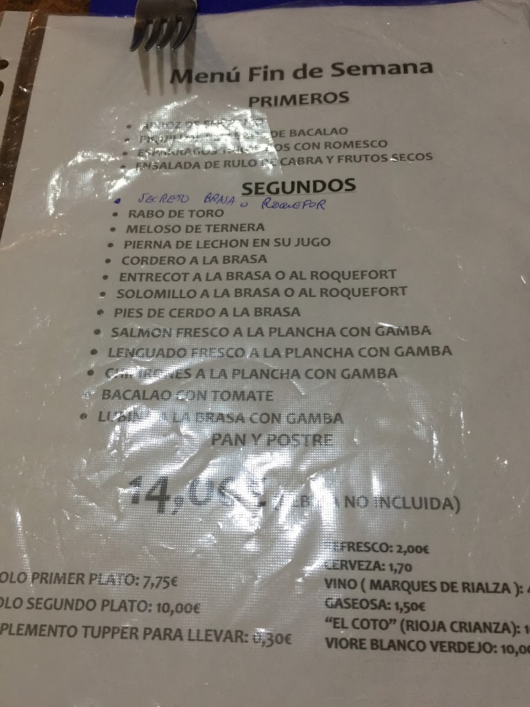 Bar Casa Nico — Carta