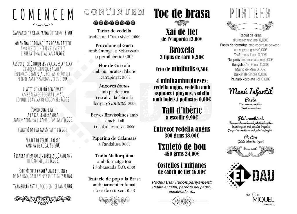Carnisseria Can Miquel — Carta