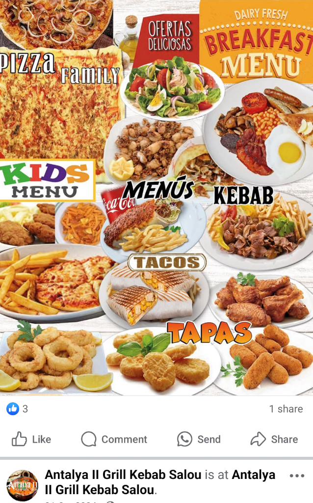 Antalya II -Grill Kebab Salou — Carta