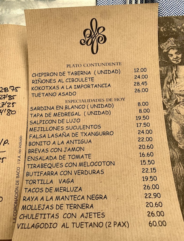 Restaurante Sacha — Carta