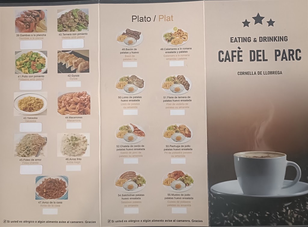 Cafe del Parc — Carta