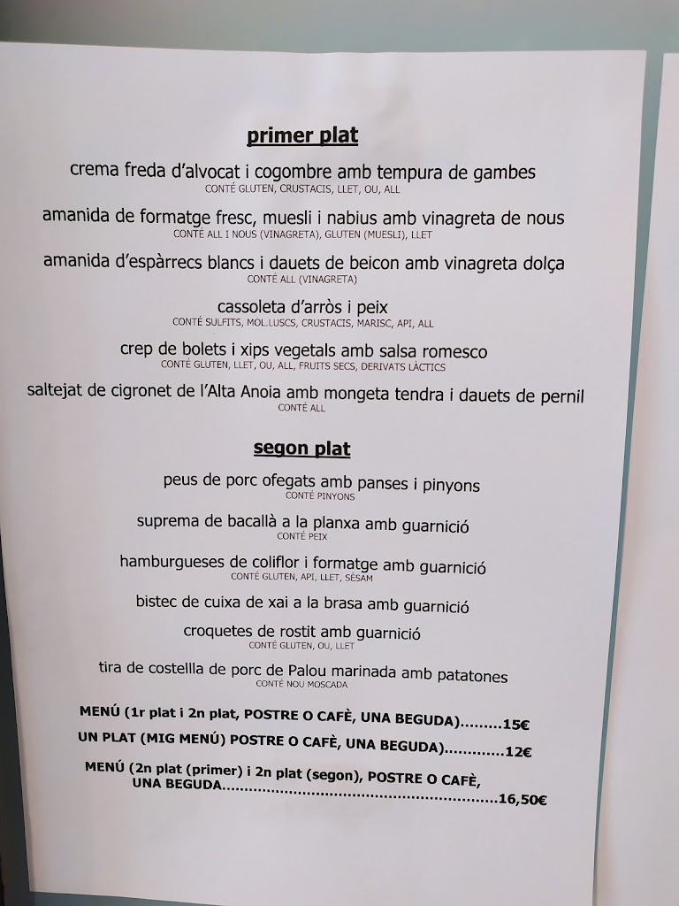 Cafe de l'Ateneu — Carta