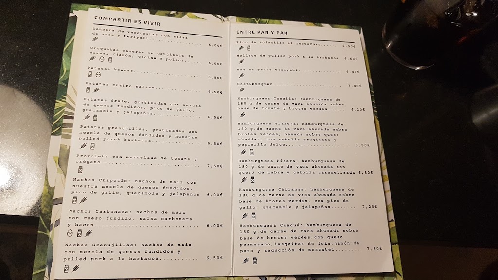 Granuja Bar & Bistro — Carta