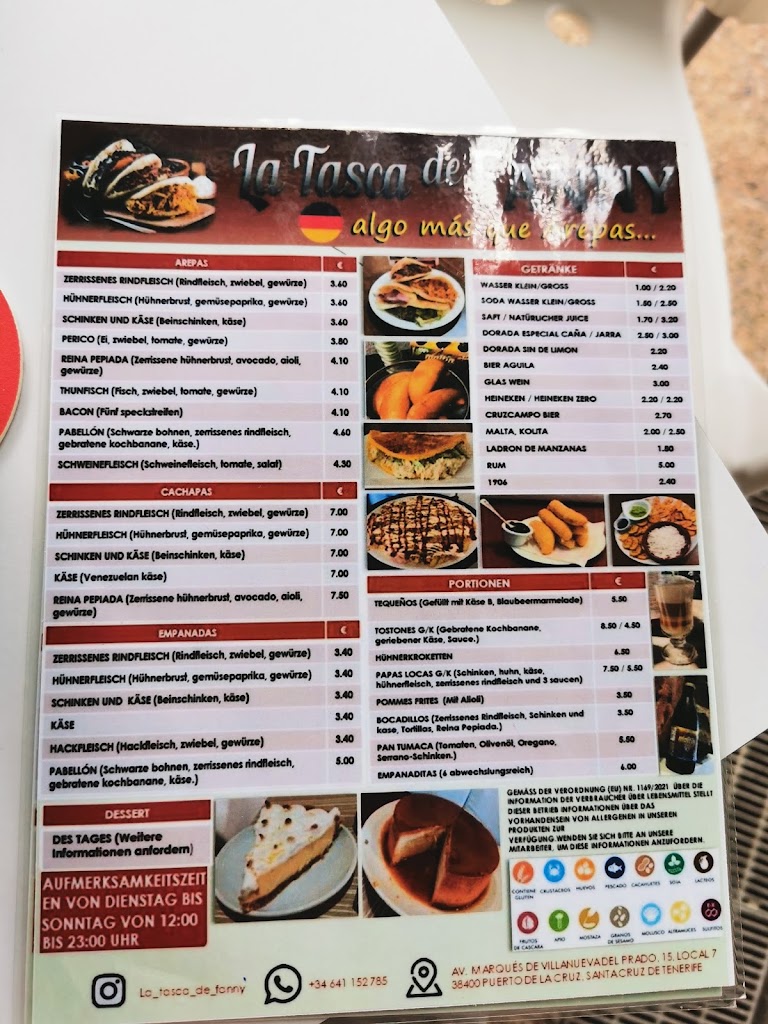 La Tasca de Fanny — Carta