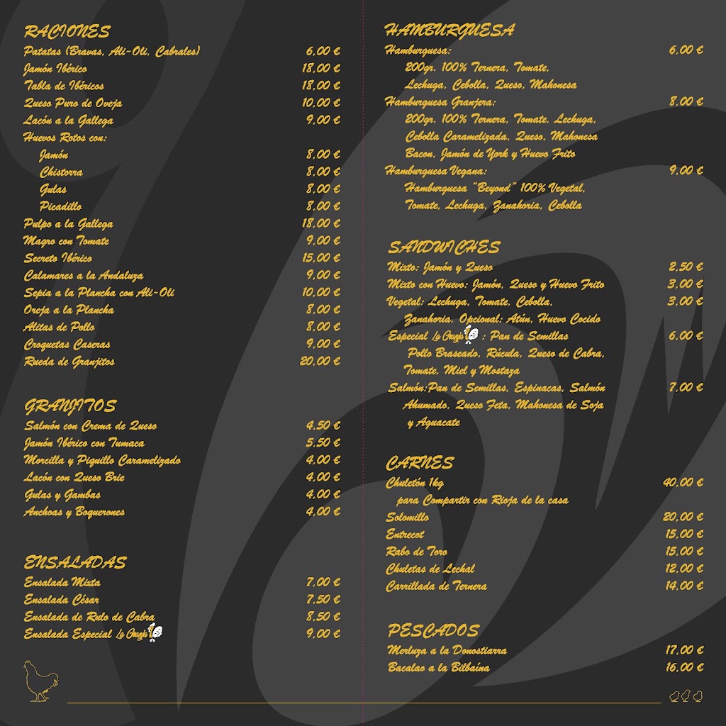 Bar Restaurante La Granja 9 — Carta