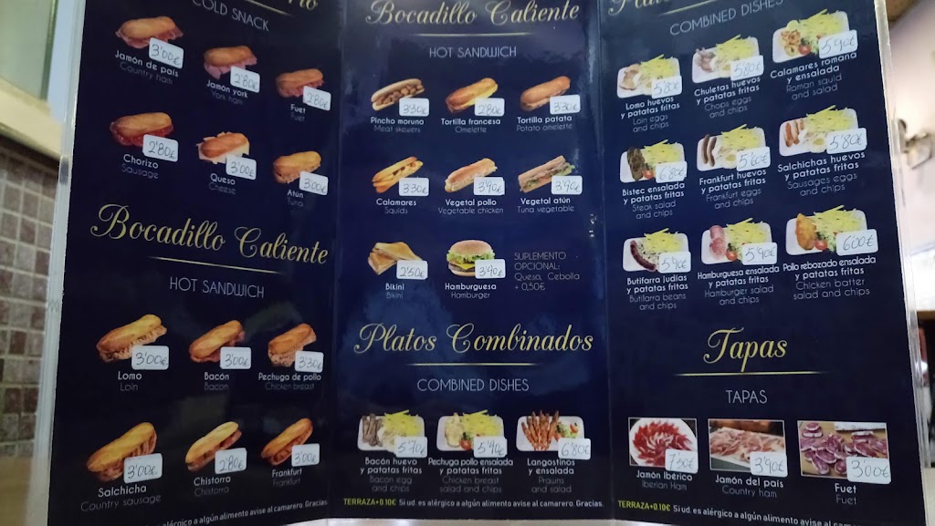 Bar Cerveseria La Playa — Carta