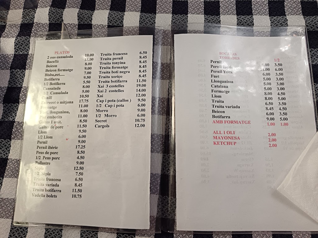 Restaurant Mas del Mogent — Carta