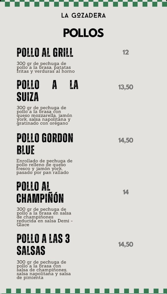 La Gozadera Grill — Carta
