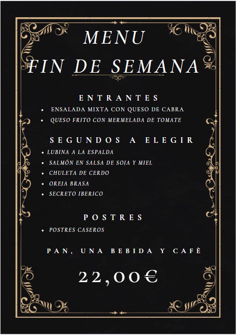 Restaurante Nata M-lia — Carta