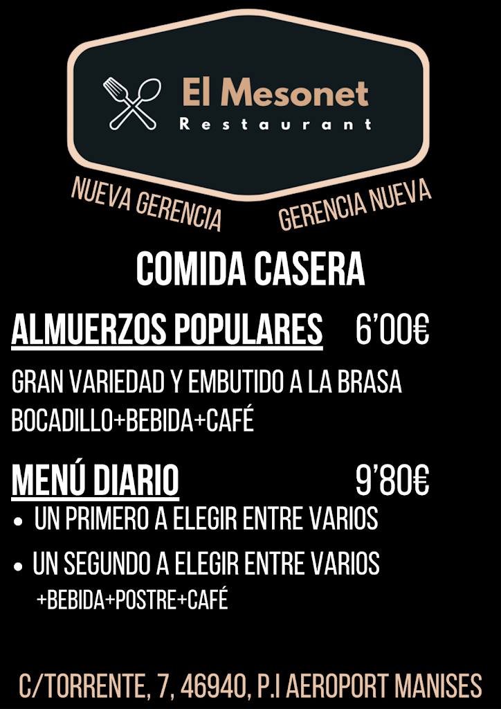 RESTAURANTE MESONET — Carta