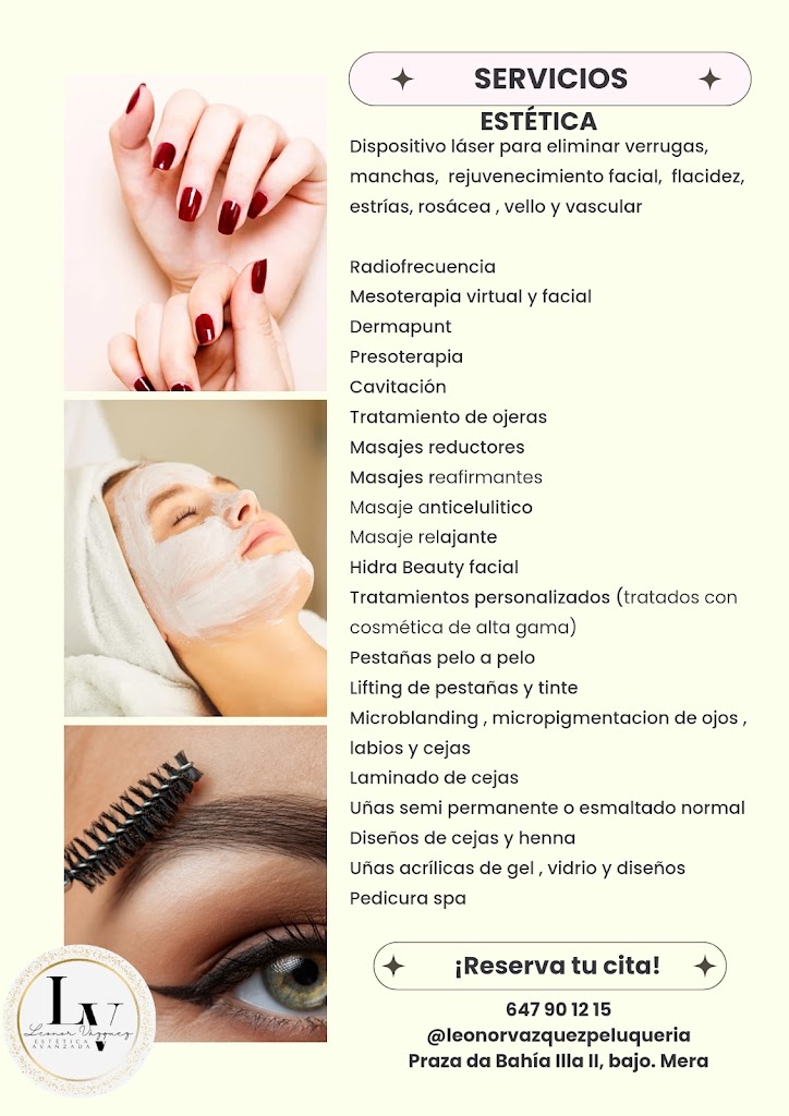 Leonor Vazquez peluqueria y estetica avanzada — Carta