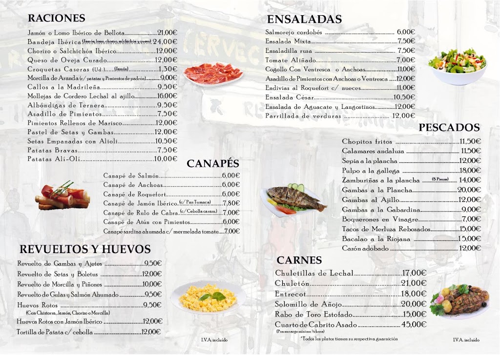 Cerveceria-Restaurante imperial — Carta