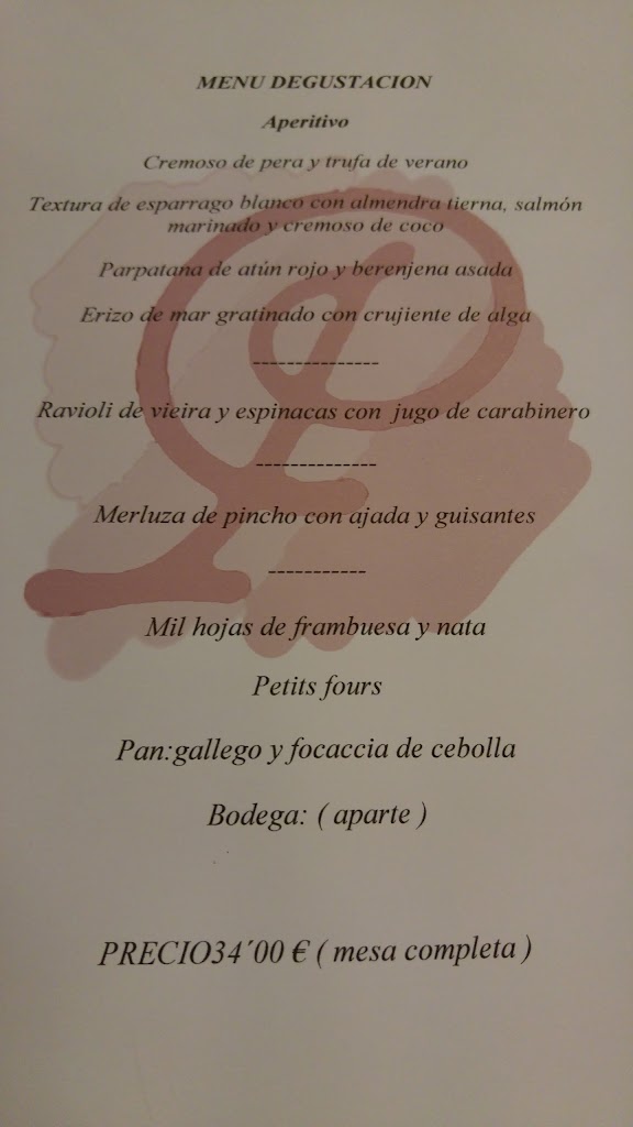 Restaurante Pairal — Carta