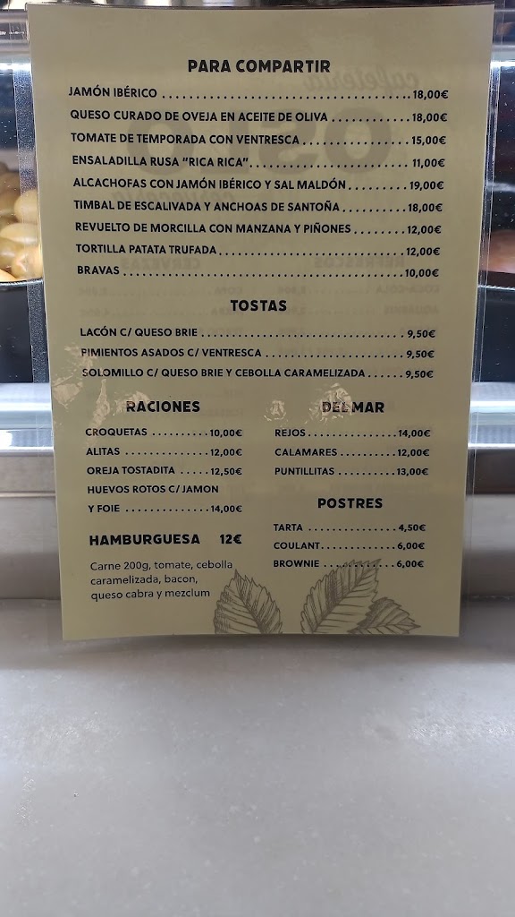 Cafeteria Oslo Cerveceria — Carta
