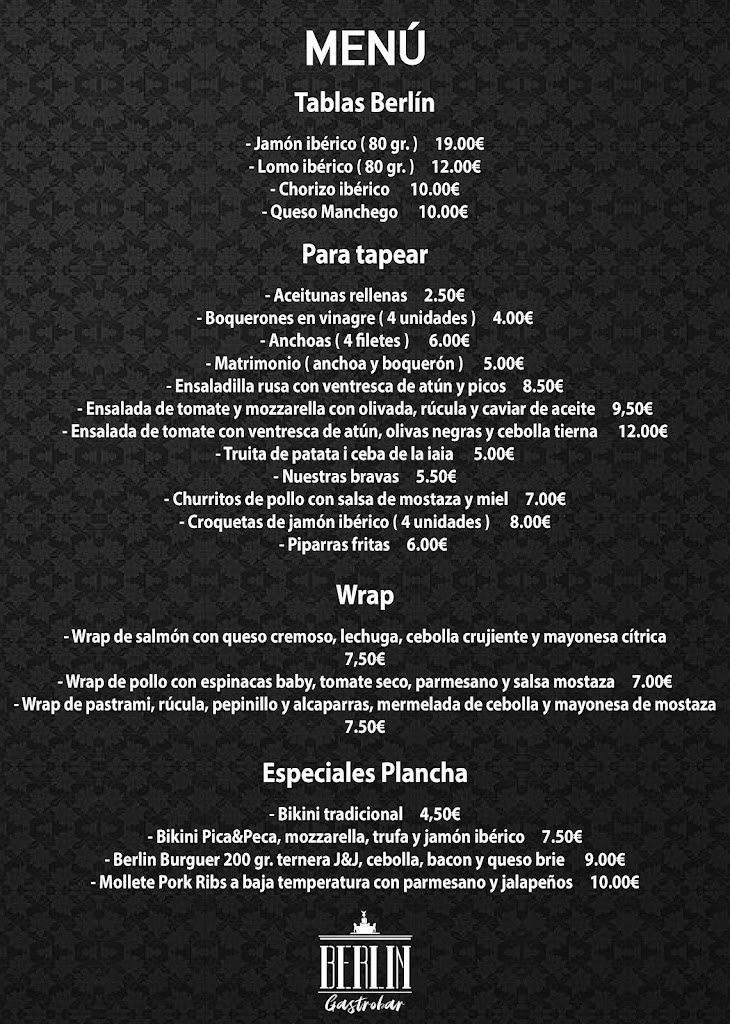 Berlin Gastrobar — Carta