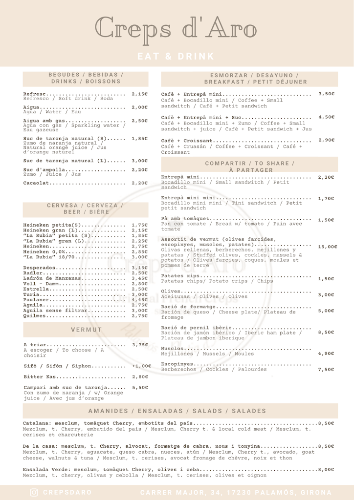 Creps d'Aro — Carta