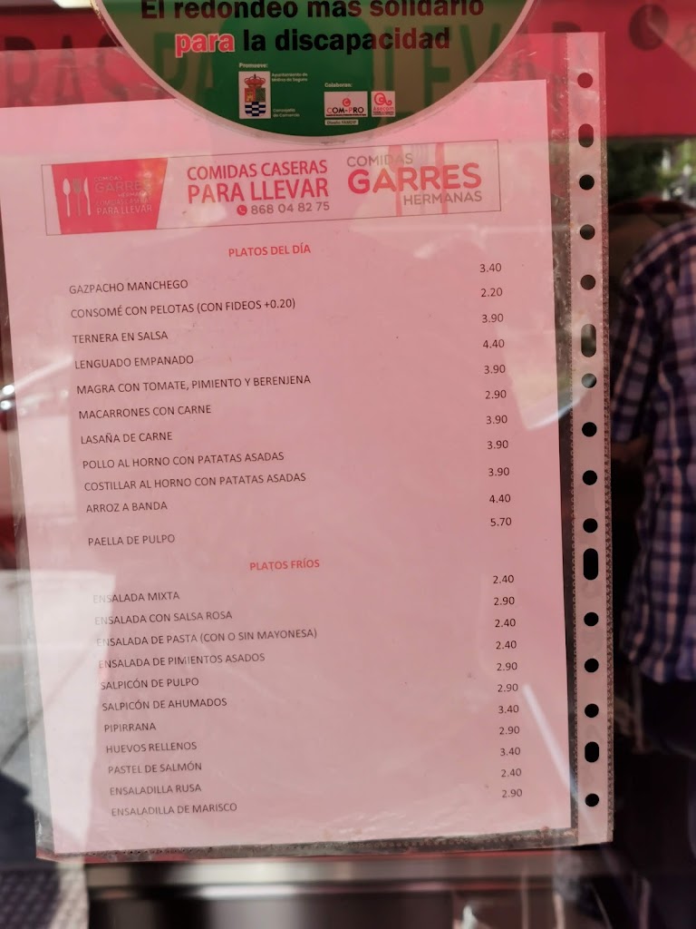 Comidas Garres Hermanas — Carta