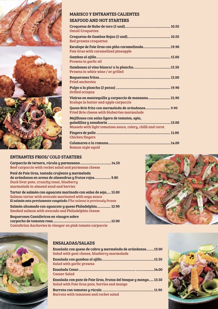 Restaurante Fare — Carta