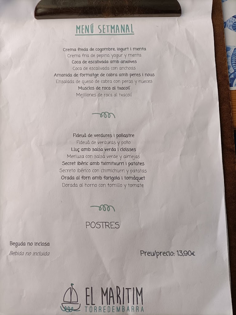 Restaurant Club Maritim — Carta