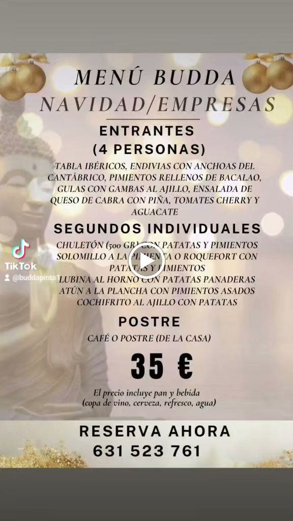 Budda restaurante cafeteria — Carta