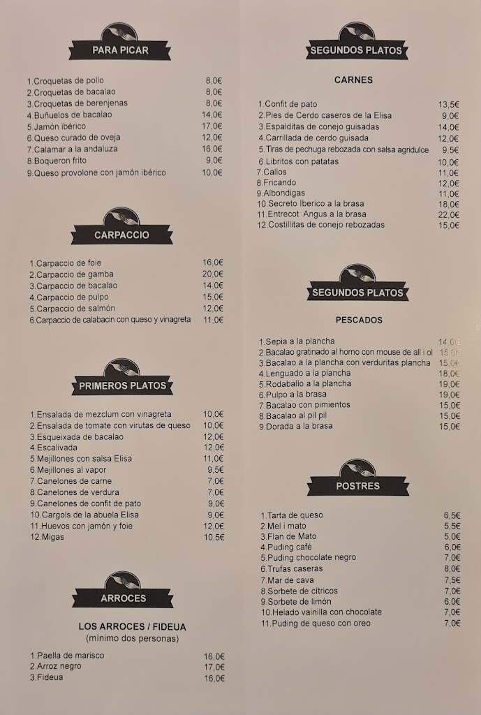 Can Lluis — Carta