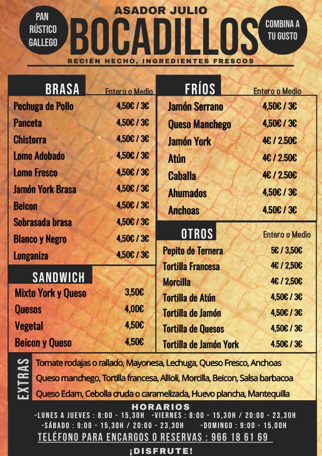 Bar Asador Julio — Del propietario