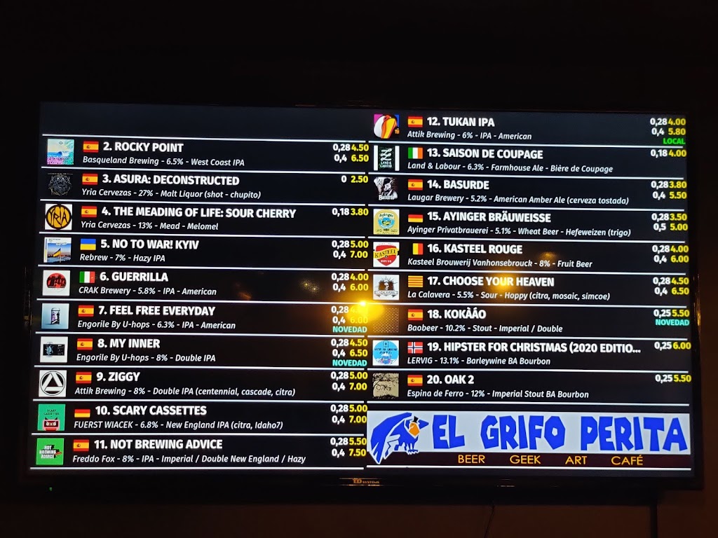 El Grifo Perita - Craft Beer Bar — Carta