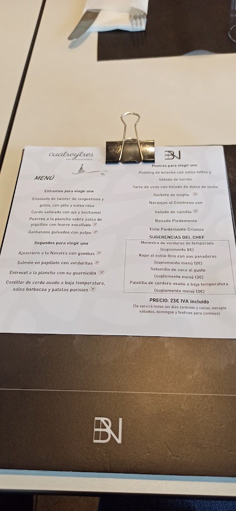 Restaurante Dona Blanca — Carta