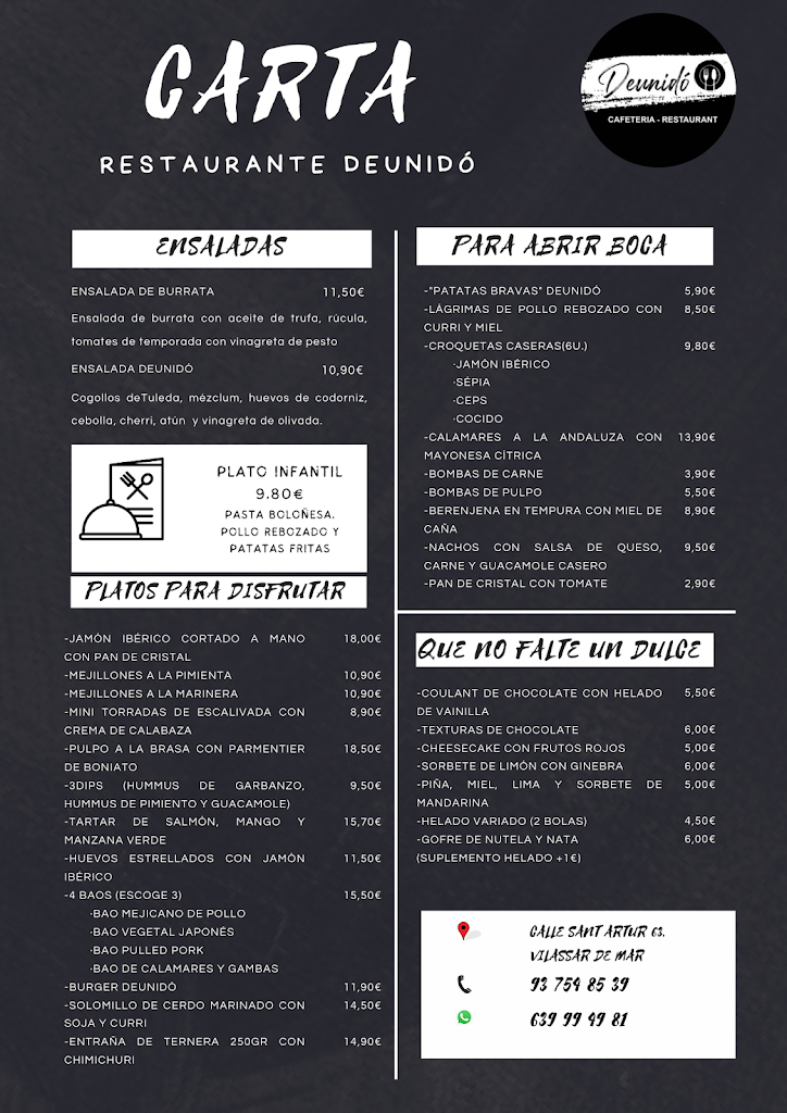 Deunido Restaurant — Carta